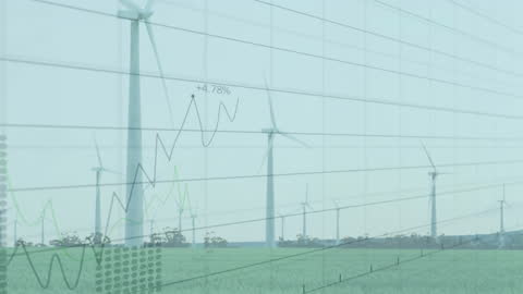 Graphical Chart Animation with Wind Turbines and Stock Market Growth
