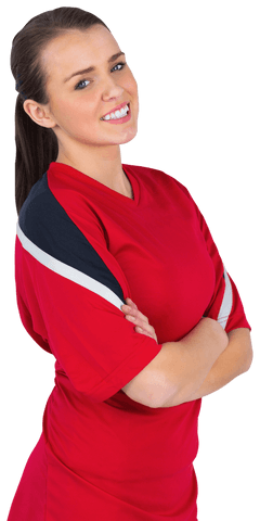 Cheerful Football Fan in Red Shirt Transparent Background