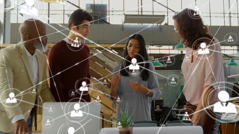 Innovative Business Team Networking in Modern Office