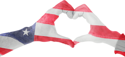 Transparent heart hands with american flag