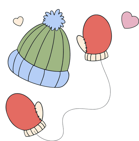 Cozy winter accessory illustrations on transparent background