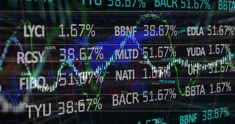 global financial data with blue world map overlay - Download Free Stock Images Pikwizard.com
