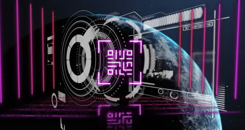 Futuristic Digital Interface with Earth and Scanning Technology