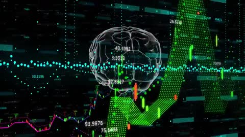 Futuristic Brain Hologram in Digital Analytics Environment