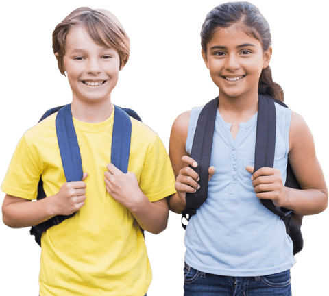 happy diverse schoolchildren with backpacks transparent background - Download Free Stock Videos Pikwizard.com