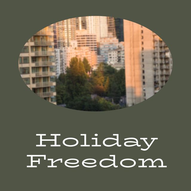 Holiday Freedom Urban Cityscape with Greenery and Sunlit Buildings - Download Free Stock Templates Pikwizard.com