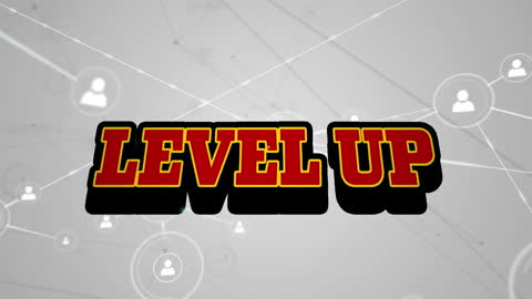 Level Up Text Animation with Connected Profile Icons