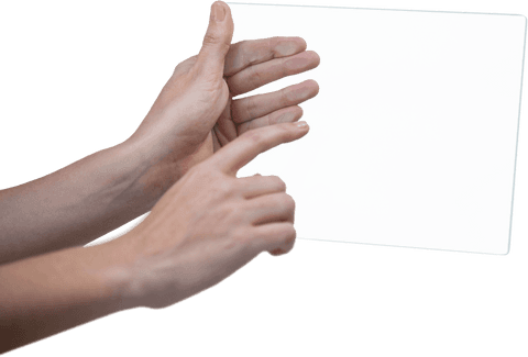 Hands Interacting with Transparent Screen Interface on White Background - Download Free Stock Videos Pikwizard.com