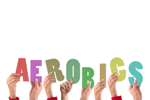 Hands Holding Aerobics Text on Transparent Background - Download Free Stock Videos Pikwizard.com