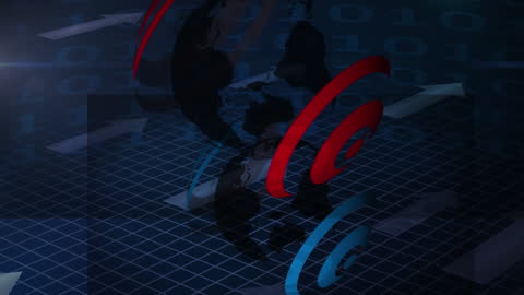 Digital Globe with Data Processing Elements on Dark Background