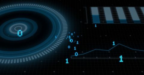 Futuristic Binary Data with Circular Scanner Interface - Download Free Stock Images Pikwizard.com