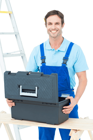 Transparent Smiling Carpenter with Tool Box Preparing for Work - Download Free Stock Videos Pikwizard.com
