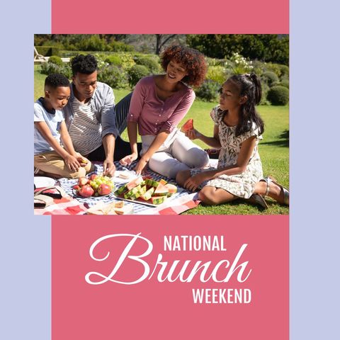 Family picnic celebrating national brunch weekend outdoors