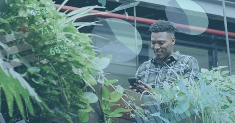 Businessman Analyzing Data with Green Strategic Themes