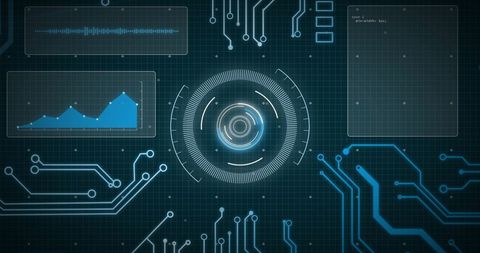 Futuristic Digital Interface with Data Processing and Network Graphic - Download Free Stock Images Pikwizard.com