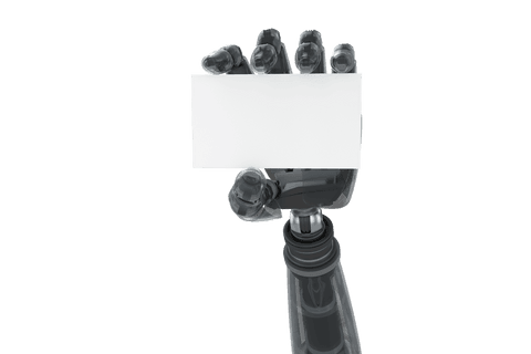 robot hand holding blank business card on transparent background - Download Free Stock Videos Pikwizard.com