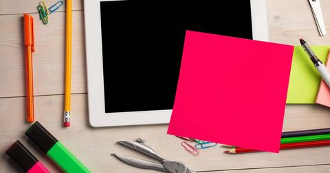 Organized Workspace with Tablet and Stationery Accessories - Download Free Stock Images Pikwizard.com
