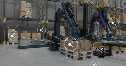 network-integrated robotics in automated warehouse - Download Free Stock Images Pikwizard.com