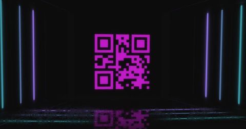Glowing QR Code in Futuristic Neon Environment - Download Free Stock Images Pikwizard.com