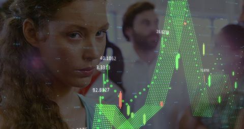 Diverse Professionals Analyzing Financial Data with Digital Interface