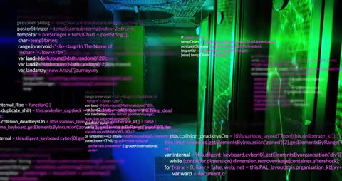 Innovative Data Center with Futuristic Code Display