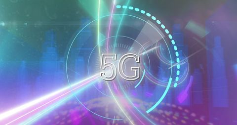 Dynamic 5G Digital Interface with Futuristic Cityscape - Download Free Stock Images Pikwizard.com