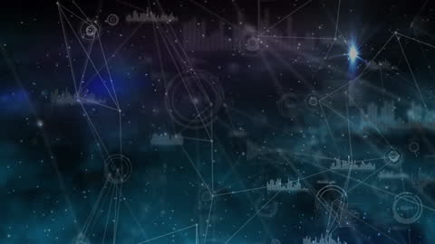 Night Sky Constellations with Network Connections Animation