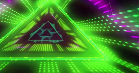 Futuristic Triangular Light Display with Neon Energy