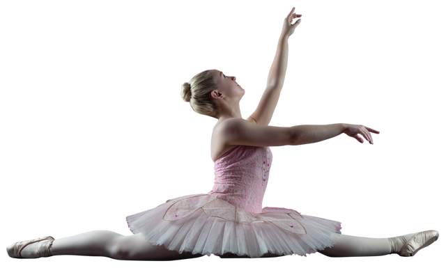 Transparent Background Caucasian Female Ballet Dancer Doing Splits in Pink Costume - Download Free Stock Videos Pikwizard.com