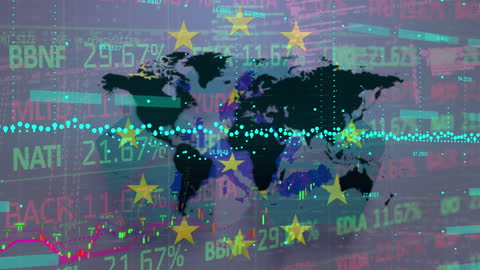 Global Stock Market Data with EU Flag Overlay