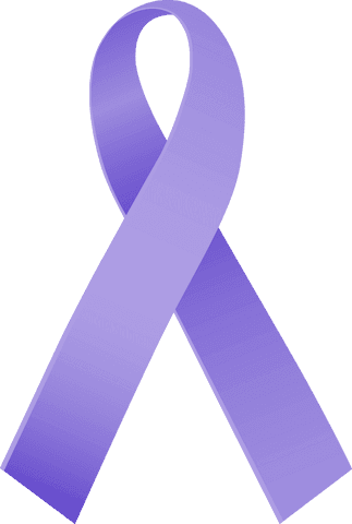Purple Cancer Awareness Ribbon on Transparent Background