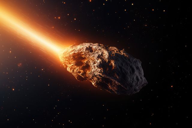 Bright Burning Meteor Heading Towards Earth in Starry Space - Download Free Stock Images Pikwizard.com