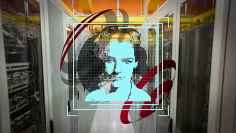 Digital Profile in Futuristic Data Center Illustration