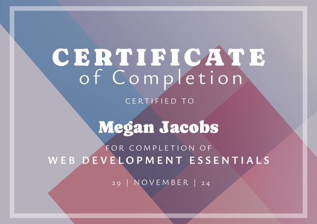 Elegant Completion Certificate for Web Development Essentials Program - Download Free Stock Videos Pikwizard.com