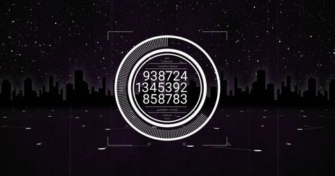 Hovering Holographic HUD Projecting Numeric Readouts Over Futuristic Night Skyline