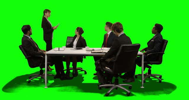 Business Meeting with Team Members in Conference Room with Green Screen Background - Download Free Stock Images Pikwizard.com