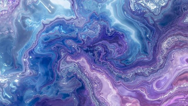 Fluid blue and purple marbled abstract art