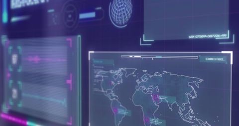 High-Tech Interface Displaying Global Data Analysis and Mapping - Download Free Stock Images Pikwizard.com