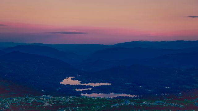 Serene Mountain Valley at Sunset with Reflective Lake - Download Free Stock Photos Pikwizard.com