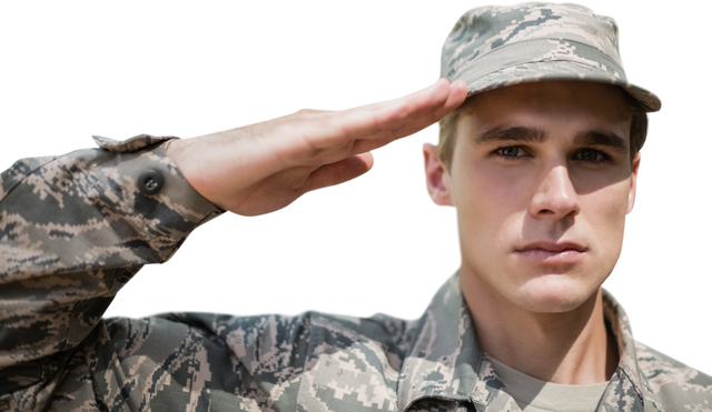 Confident Soldier Saluting in Transparent Background Military Portrait - Download Free Stock Videos Pikwizard.com