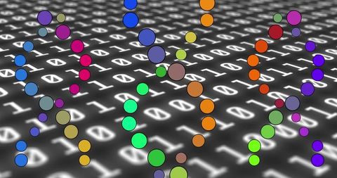 colorful data streams over binary code in digital matrix - Download Free Stock Images Pikwizard.com