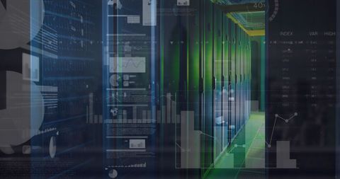 Digital Data Overlays in High-Tech Server Room - Download Free Stock Images Pikwizard.com