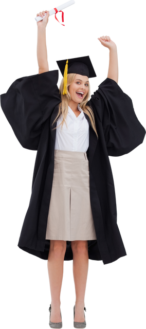 Excited Blonde Graduate Holding Diploma on Transparent Background - Download Free Stock Videos Pikwizard.com