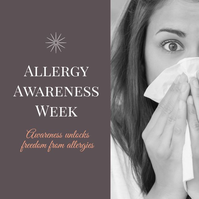 Allergy Awareness Week Campaign with Woman Blowing Nose - Download Free Stock Templates Pikwizard.com