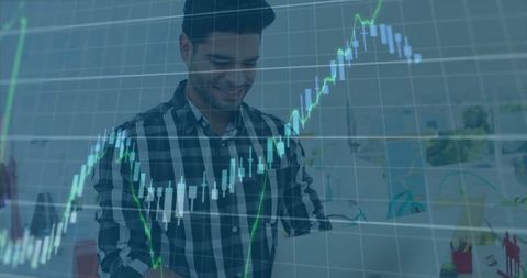 Businessman Analyzing Financial Graph in Office Environment