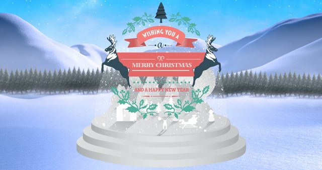 Festive Winter Wonderland Christmas Greeting Card with Snow Globe - Download Free Stock Images Pikwizard.com