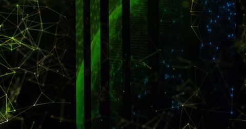 abstract cyber network with moving shapes in dark space - Download Free Stock Images Pikwizard.com
