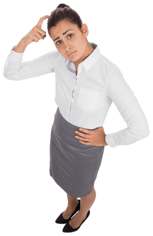 thoughtful female executive pondering on transparent background - Download Free Stock Videos Pikwizard.com