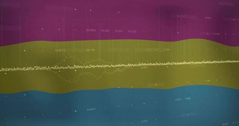 Abstract digital waveform with colorful data visualization bands