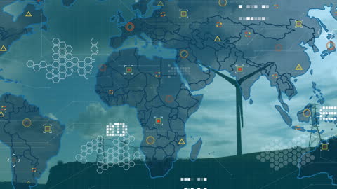 Futuristic Global Network on Digital Map Interface